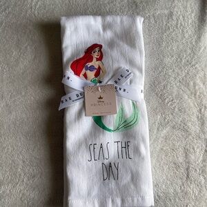 RAE DUNN Disney Princess Ariel Set of 2 Kitchen Towels - “SEAS THE DAY”